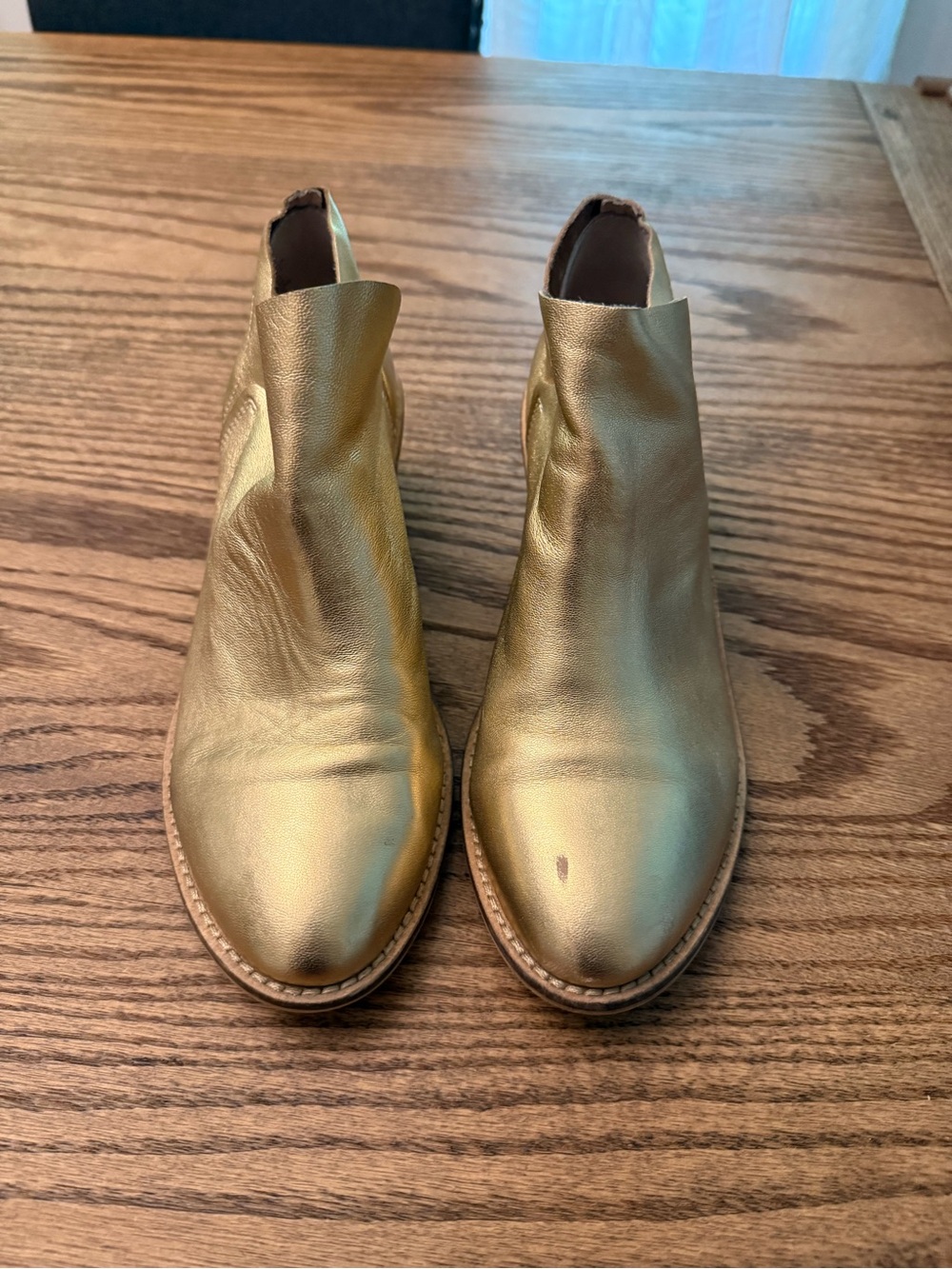 Kelsi Dagger Gold Leather Ankle Boots
